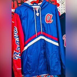 NWT Mitchell & Ness Atlanta Braves Undeniable Hoodie Windbreaker Mens 3XL.